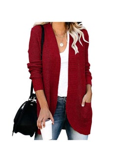 Generic Autumn And Winter New Cardigan Women's European And American Curved Placket Large Pocket Sweater Cardigan 
