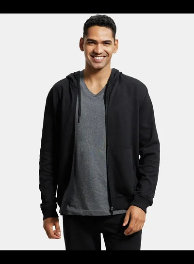 JOCKEY Jockey AM61 Men's Super Combed Cotton Rich Pique Fabric Ribbed Cuff Hoodie Jacket