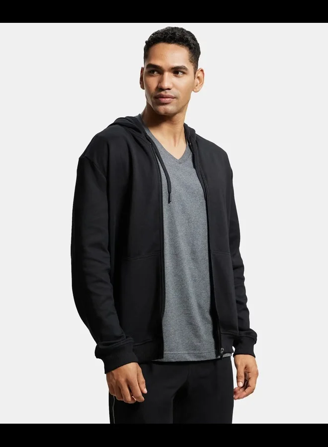 JOCKEY Jockey AM61 Men's Super Combed Cotton Rich Pique Fabric Ribbed Cuff Hoodie Jacket