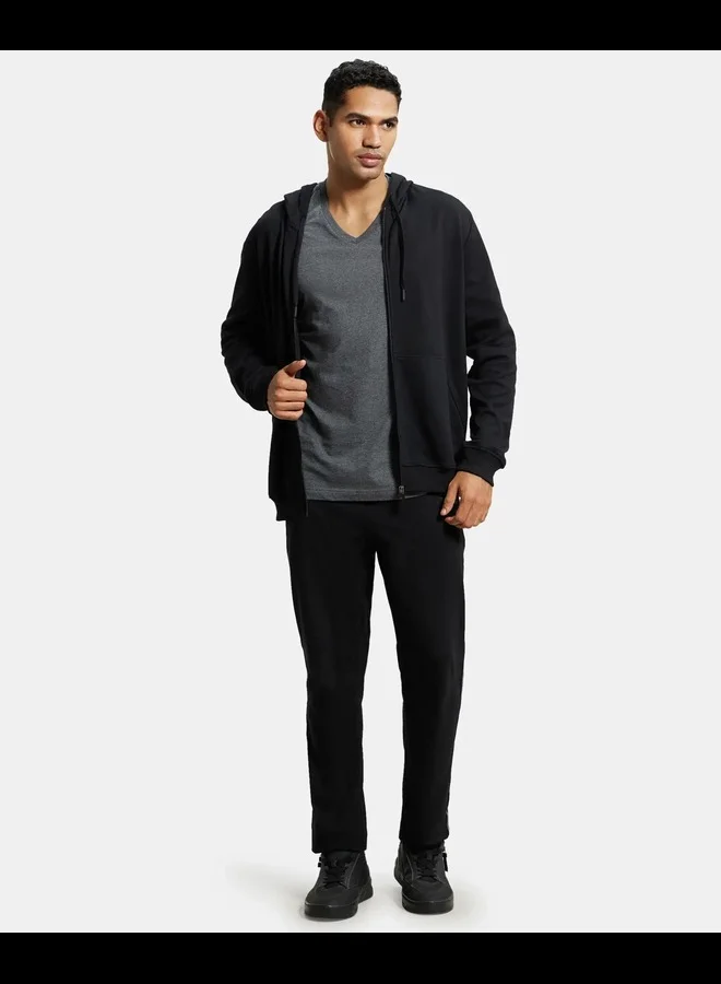 JOCKEY Jockey AM61 Men's Super Combed Cotton Rich Pique Fabric Ribbed Cuff Hoodie Jacket
