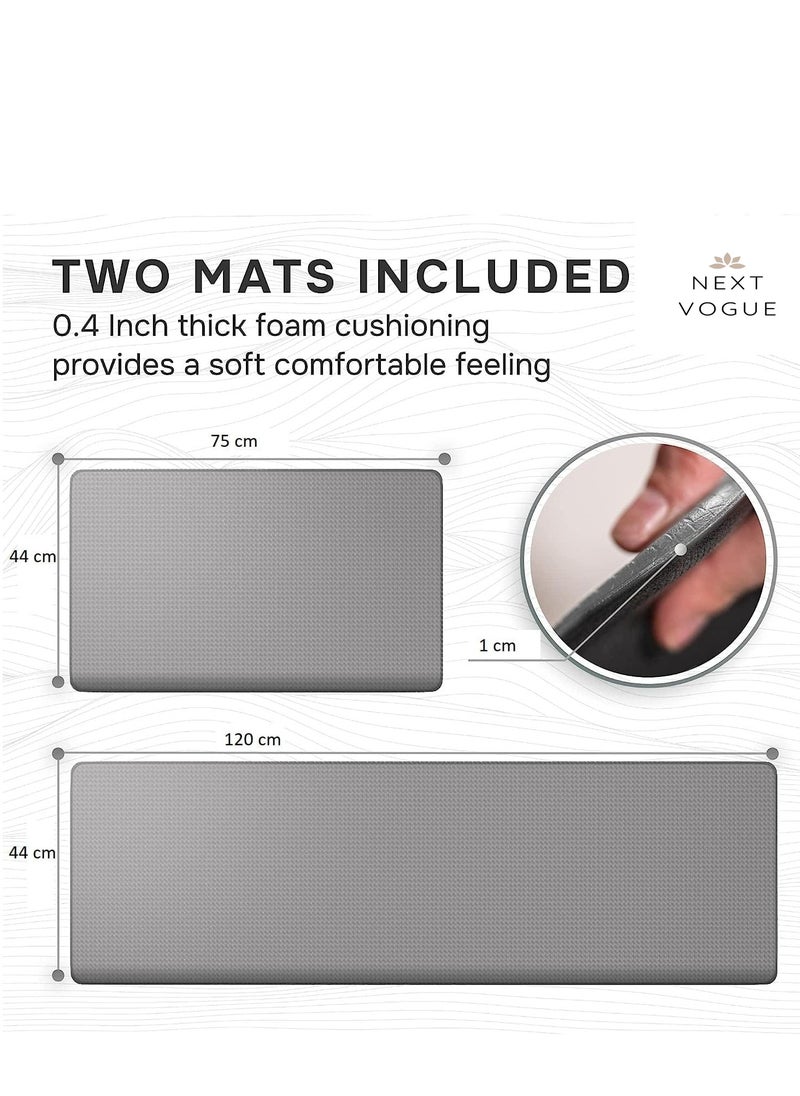 Next Vogue - Next Vogue Cushioned Anti-Fatigue, 2 Piece Set, Gray Kitchen Mats, Non Skid Waterproof Comfort Standing Kitchen Mats 120cmx44cm and 75cmx44cm - Image 1