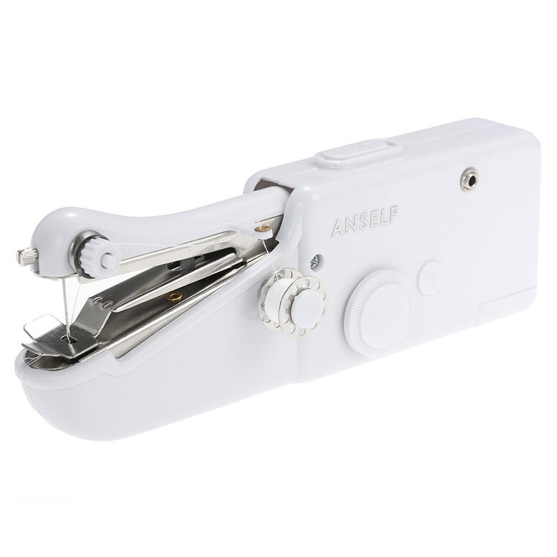Anself Handheld Portable Mini Electric Sewing Machine Household Cordless Quick Stitch Tool for Fabric Clothing Toy Crafts