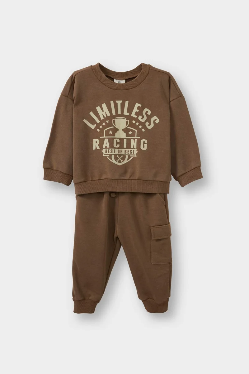 DeFacto 2 piece Regular Fit Crew Neck Slogan Set