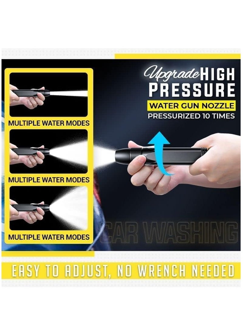 Water Spray Gun Car Wash Nozzle High Pressure Nozzle Spray Water Gun Water Jet Hose Nozzles Pipe For Gardening, Bike Car Wash Garden Watering Tool Black High Pressure Nozzle with 3 Attachment  - Image 5