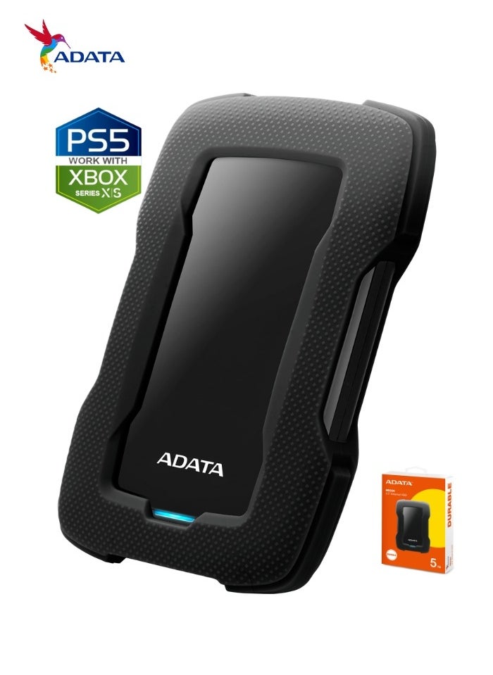 ADATA HD330 5TB External HDD | Anti Shock Hard Drive | Black | Compitable with PS5 and XBOX  - Image 1