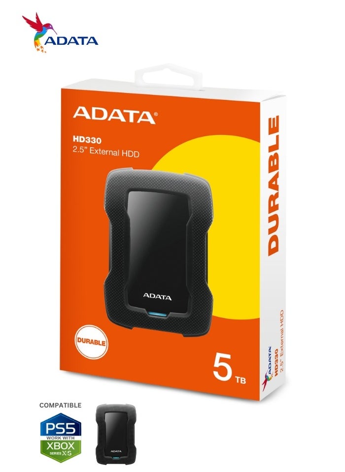 ADATA - HD330 5TB External HDD | Anti Shock Hard Drive | Black | Compitable with PS5 and XBOX - Image 1