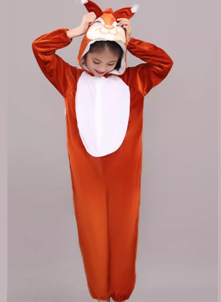 LiangSanZhi Squirrel Costume for toddler Kids - Long Sleeve Hooded Animal Jumpsuit with Tail, Cute Furry Stage Play Outfit for kid's Performance, Theater, Halloween Dress Up - Image 4