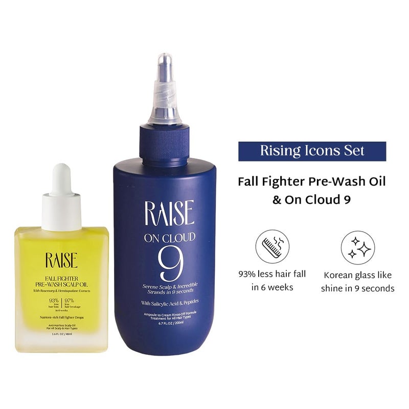 Raise Raise Nourish Shine Hair Combo Silicone Free Pre Wash Scalp Oil On Cloud 9 Scalp Strand Treatment 93 Less Hair Fall Glass Like Shine in 9 seconds Infused with Rosemary Neem Turmeric 6 Botanical Extracts SLS Paraben Free 48ml200ml  - Image 2