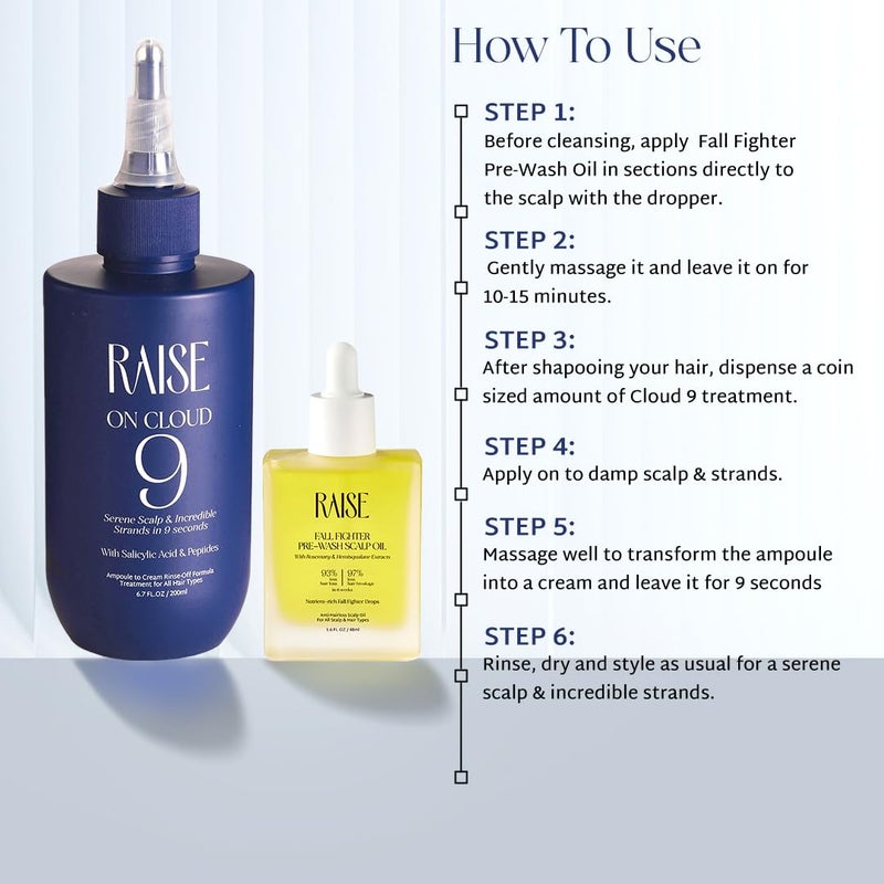 Raise Raise Nourish Shine Hair Combo Silicone Free Pre Wash Scalp Oil On Cloud 9 Scalp Strand Treatment 93 Less Hair Fall Glass Like Shine in 9 seconds Infused with Rosemary Neem Turmeric 6 Botanical Extracts SLS Paraben Free 48ml200ml  - Image 3
