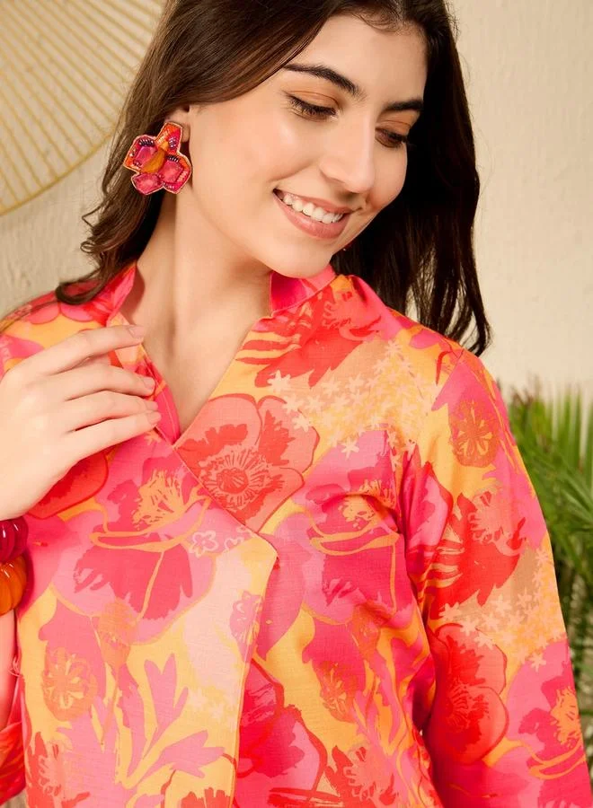 Take Two Floral Viscose Co-ord Set with Tunic and Trousers By  AHIKA