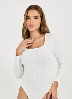 Styli Cable Knit Long Sleeves Bodysuit  - Image 1