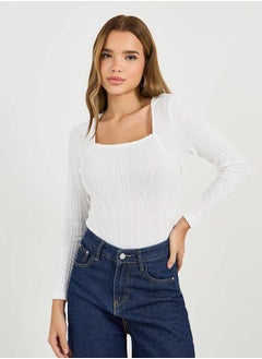 Styli Cable Knit Long Sleeves Bodysuit  - Image 3