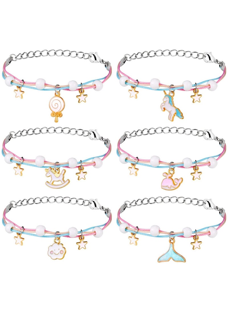 Generic - Adjustable Friendship Bracelets for Girls, 6Pcs Handmade Unicorn Braided Jewelry, Perfect for Birthday Gifts and Party Bag Fillers, Unique Handcrafted Accessories for Friends - Image 1