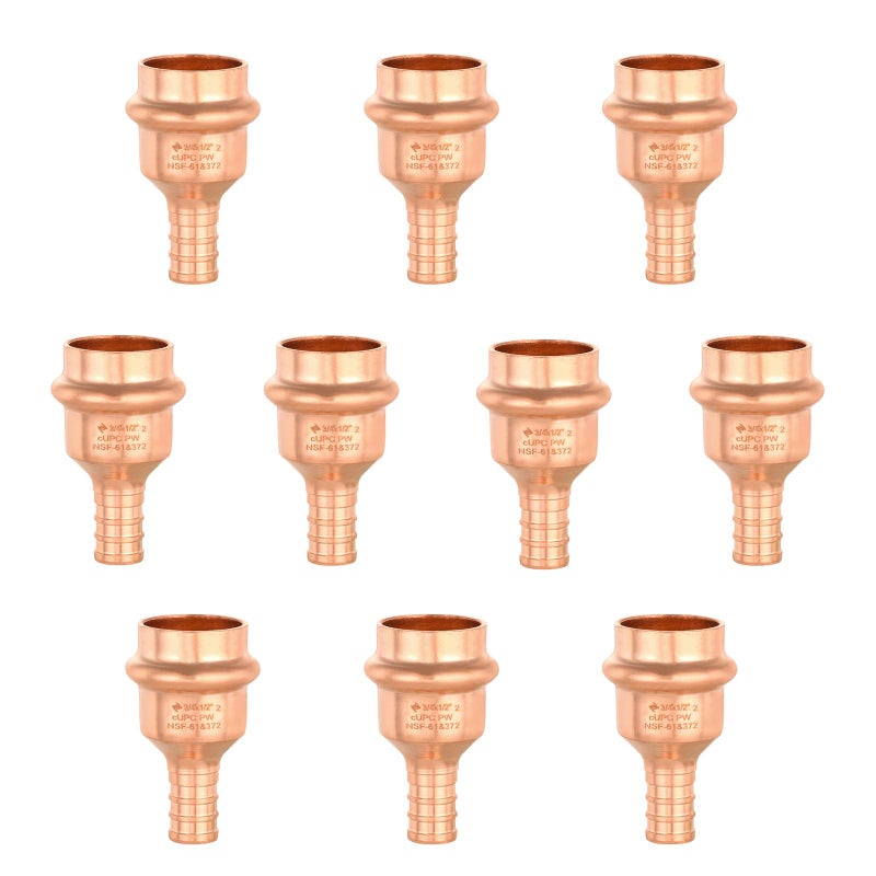 GUOFIS 10Pack GUOFIS Copper Press Fittings 34 inch Press X 12 inch PEX Crimp Coupling Copper Fittings Adapter for Copper TubePEX Pipe Connection with Stop - Image 2