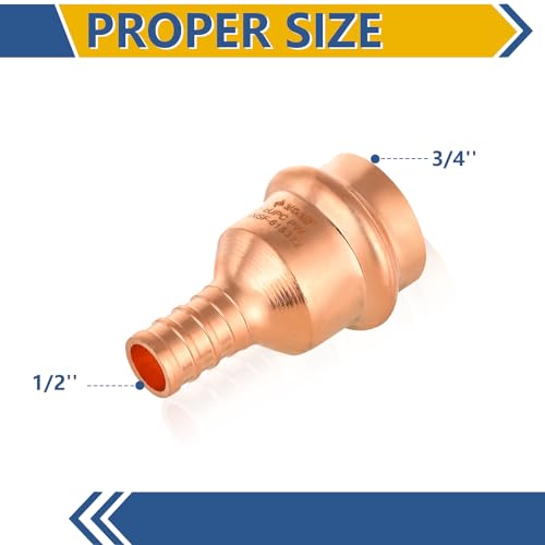 GUOFIS 10Pack GUOFIS Copper Press Fittings 34 inch Press X 12 inch PEX Crimp Coupling Copper Fittings Adapter for Copper TubePEX Pipe Connection with Stop - Image 3