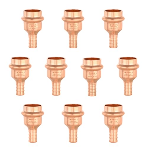 GUOFIS 10Pack GUOFIS Copper Press Fittings 34 inch Press X 12 inch PEX Crimp Coupling Copper Fittings Adapter for Copper TubePEX Pipe Connection with Stop - Image 1