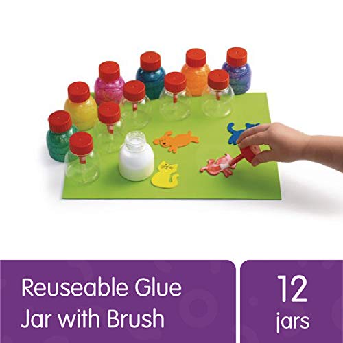 Colorations Glue Jar Set, 12 Empty Glue Bottles with Brushes, Classroom, Art Supplies, School Supplies, Crafting, Kids Art, Projects, Gluing, Painting, Arts & Crafts, Toddlers, Pre-K and Kindergarten - Image 2