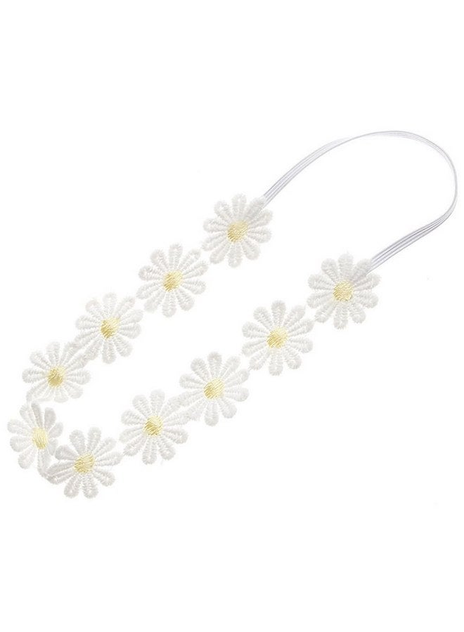 ZaneGear Baby Girls Lace Daisy Flower Headband Soft Hair Bands Floral Crown Wreath Flower Headpiece - Image 1