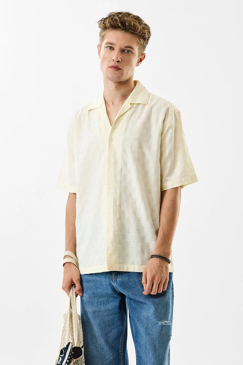 سنيتش Yellow Textured Half Sleeve Oversized Shirt