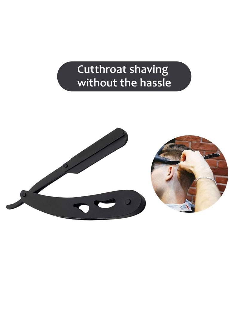 KHAJUL - Professional Cut Straight Razor, Single Blade Barber Quality Moustache & Beard Shaving Razor Black Matte - Image 1