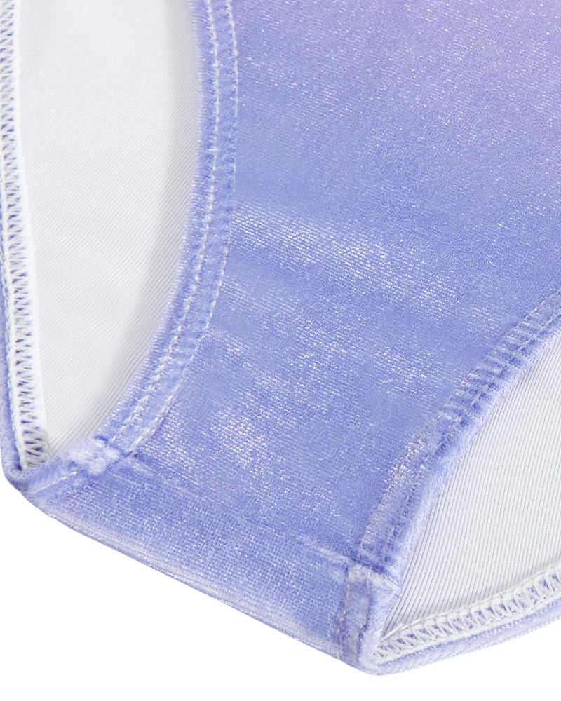 Gogokids Velvet Gymnastics Leotards for Girls Mesh Collar Ballet Leotards Dance Unitards with Skirt Combo for 3-12 Years - Image 4