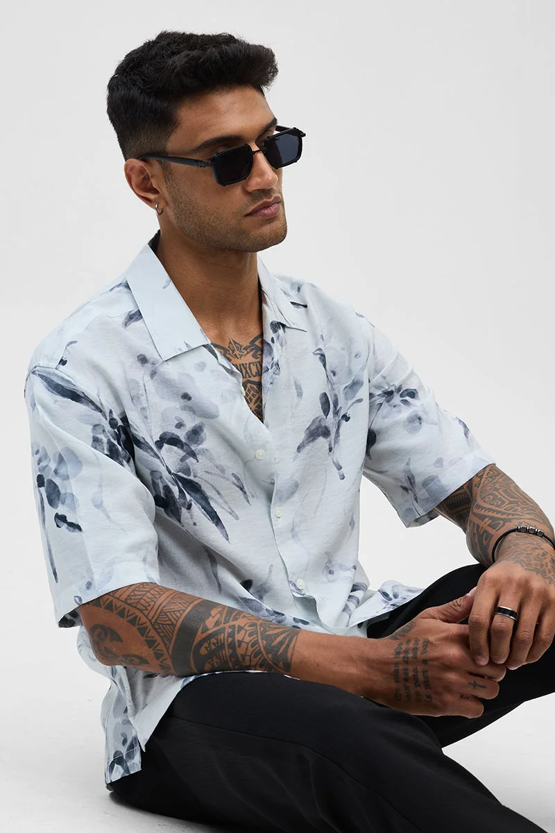 SNITCH قميص أزرق مطبوع كبير الحجم