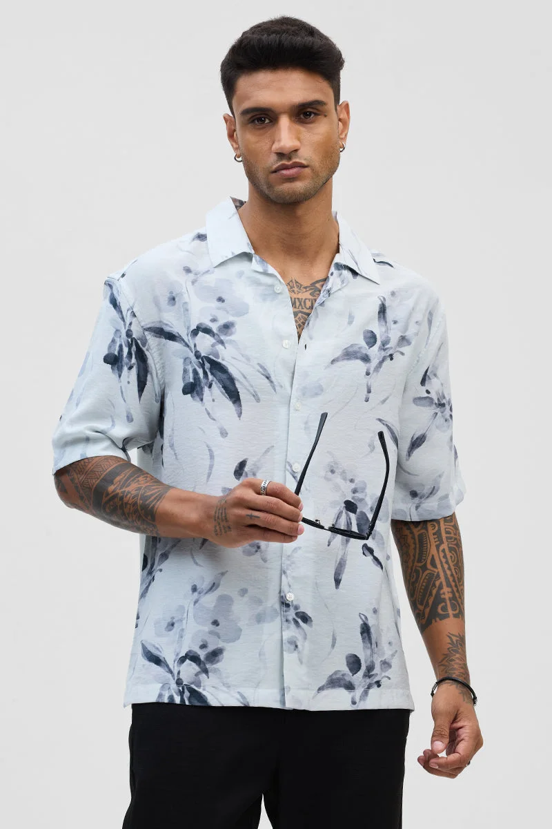 SNITCH قميص أزرق مطبوع كبير الحجم