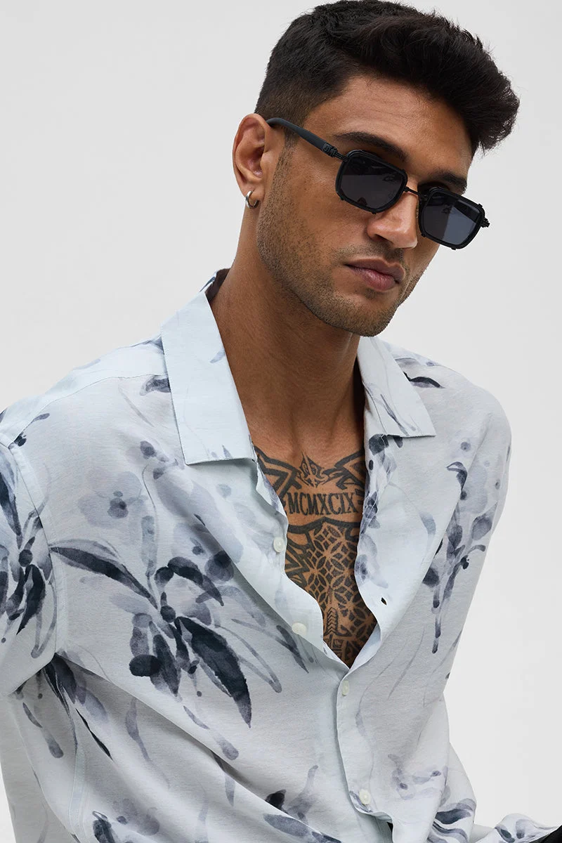 SNITCH قميص أزرق مطبوع كبير الحجم