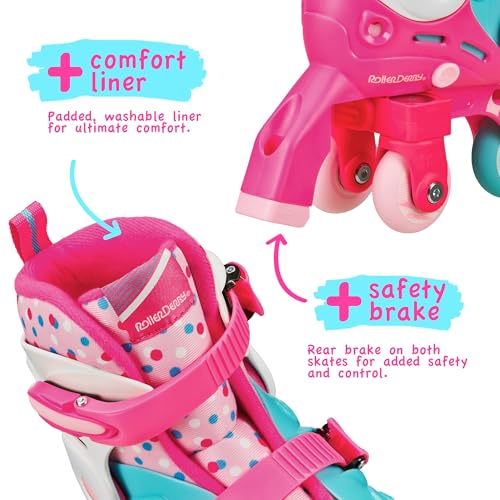 Roller Derby Switch Skates for Beginners 2 in 1 Adjustable Skates Convert from Learn Mode to Inline Skates for Toddlers Kids - Image 3
