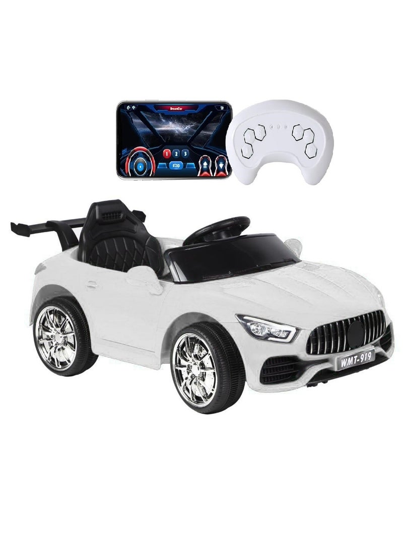 سيارة رياضية قابلة لإعادة الشحن ببطارية 12 فولت للأطفال مع جهاز تحكم عن بعد وصوت الموسيقى والضوء الكهربائي من 2 إلى 5 سنوات لون أبيض - Image 1