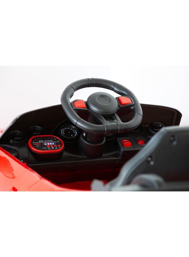 سيارة رياضية قابلة لإعادة الشحن ببطارية 12 فولت للأطفال مع جهاز تحكم عن بعد وصوت الموسيقى والضوء الكهربائي من 2 إلى 5 سنوات لون أبيض - Image 2