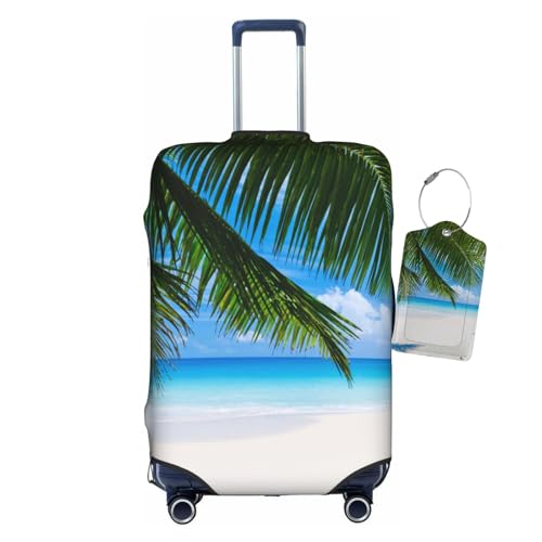 Vridoyt Palm Tree Luggage Covers and Luggage Tags Elastic Washable Fashionable AntiScratch Protector Summer Vacation Beach Travel Gifts for Men WomenXL 2932 Inch - Image 1
