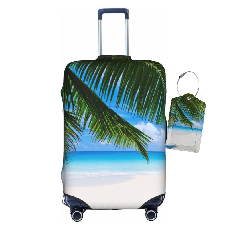 Vridoyt Palm Tree Luggage Covers and Luggage Tags Elastic Washable Fashionable AntiScratch Protector Summer Vacation Beach Travel Gifts for Men WomenXL 2932 Inch - Image 2