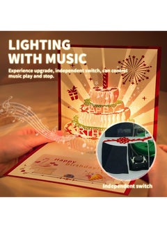 Generic Gold-Stamped Birthday Cards With Music and Lights, Pop-Up 3D Carved Cake Greeting Cards, Large-Size Exquisite Hollow Design, Ideal for Creating Surprises  - Image 3