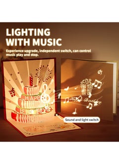 Generic Gold-Stamped Birthday Cards With Music and Lights, Pop-Up 3D Carved Cake Greeting Cards, Large-Size Exquisite Hollow Design, Ideal for Creating Surprises  - Image 5