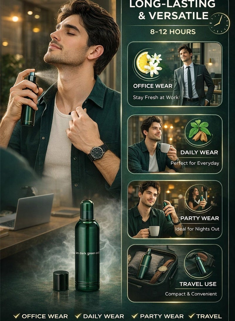 COLOUR ME Luxury Eau de Parfum for Men The Colour Me Dark Green 100ml | Long Lasting Perfume for Men with Woody Floral Amber Scent with Vanilla & Citrus - Image 2