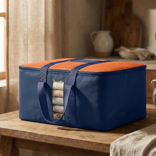 EASY HOME 33 litre Under bed Storage Bags for Clothes | Cloth Storage Organizer with Zip Closure | Wardrobe Bag for Sarees, Quilts & Blankets | Moisture Proof Nylon Cover Bag (44x24x31 cm, Medium) - Image 2