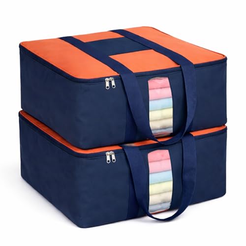 EASY HOME 33 litre Under bed Storage Bags for Clothes | Cloth Storage Organizer with Zip Closure | Wardrobe Bag for Sarees, Quilts & Blankets | Moisture Proof Nylon Cover Bag (44x24x31 cm, Medium) - Image 1