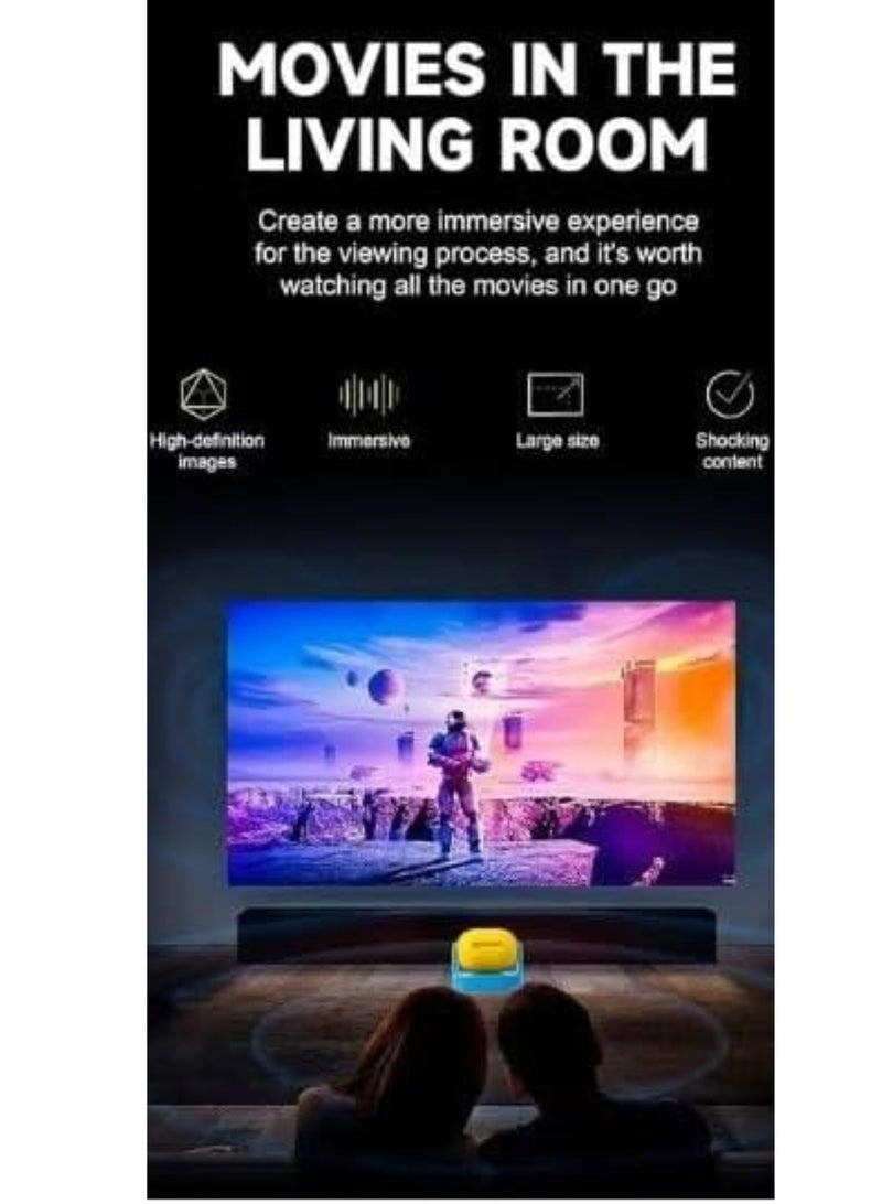 Umiio U30 Super Smart Premium Projector 1080P Full HD, 4K Supported 180° Adjustable Lens, WiFi 6 & Bluetooth, Portable LED Projector for Home Theater & Outdoor Use, HDMI/USB/Audio, Remote Control-Yellow & Blue - Image 5
