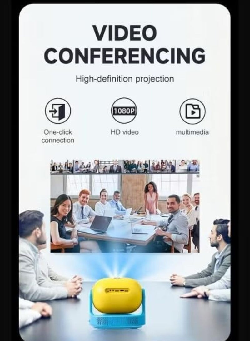 Umiio U30 Super Smart Premium Projector 1080P Full HD, 4K Supported 180° Adjustable Lens, WiFi 6 & Bluetooth, Portable LED Projector for Home Theater & Outdoor Use, HDMI/USB/Audio, Remote Control-Yellow & Blue - Image 3