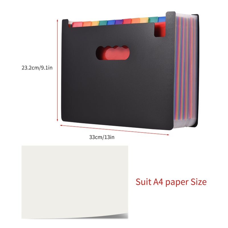 48 File Folder Organizer Expanding File Folder Colorful Paper Organizer Waterproof Desktop Accordion A4 Size with Paper Tags for Documents Business Study Home School - Image 2