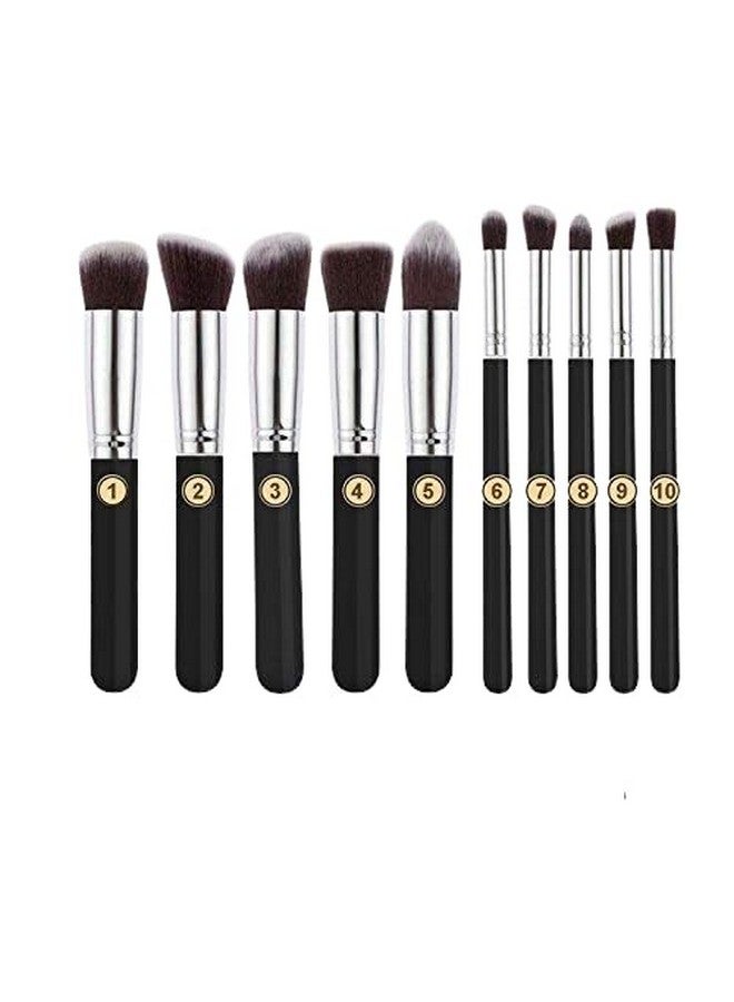 Glowhouse B07V5G2DHP Fiber Bristle Makeup Brushes Set - Black, 10 Piece Makeup Brush, 1 Pcs Makeup Sponge and 1 Pcs Makeup Brush Egg - Image 1