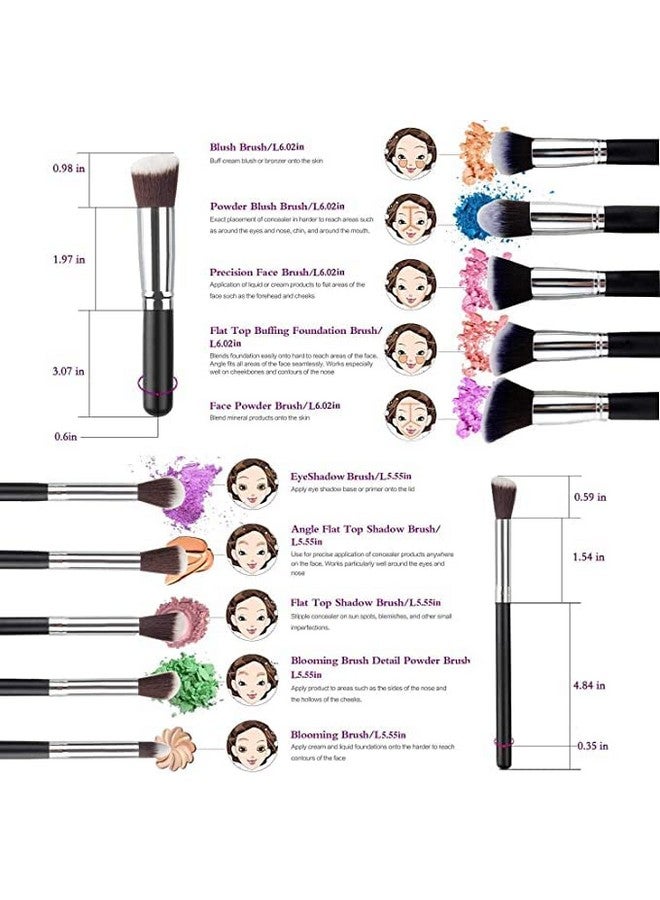Glowhouse B07V5G2DHP Fiber Bristle Makeup Brushes Set - Black, 10 Piece Makeup Brush, 1 Pcs Makeup Sponge and 1 Pcs Makeup Brush Egg - Image 4