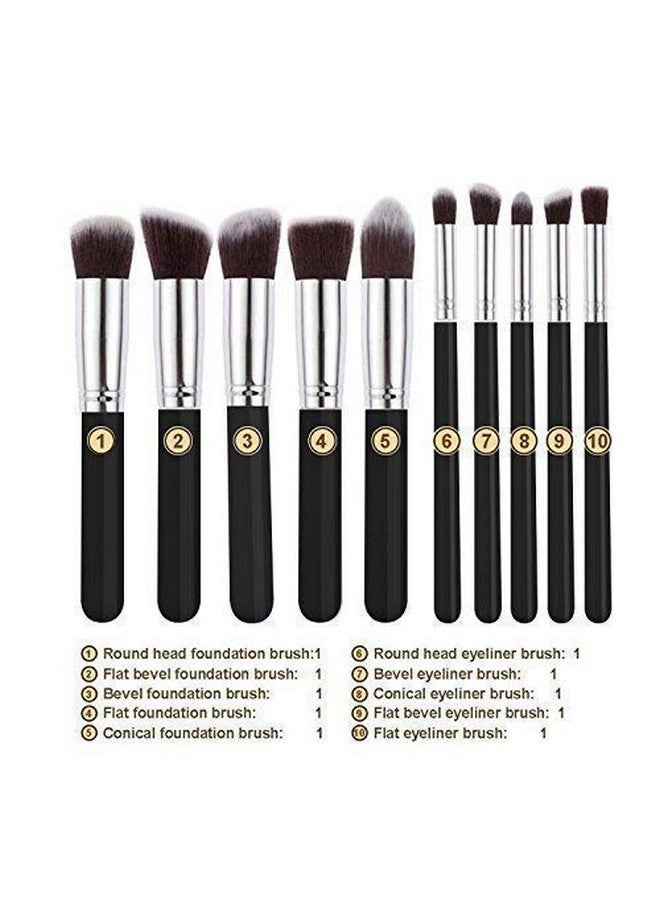Glowhouse B07V5G2DHP Fiber Bristle Makeup Brushes Set - Black, 10 Piece Makeup Brush, 1 Pcs Makeup Sponge and 1 Pcs Makeup Brush Egg - Image 5