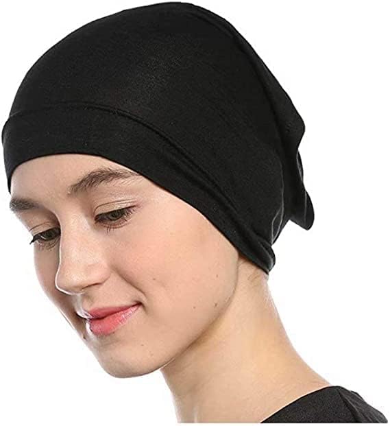 PAROPKAR Women's Cotton Ninja Stretch Jersey Coverage Black Hijab Cap Under Head Wrap Under Scarf Head Wraps Headgear Headband Wristband Bandana Hijab Tube Unisex - Image 2