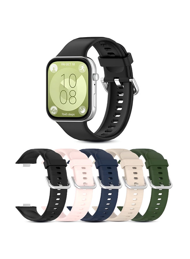 O Ozone O Ozone Silicone Bands (Pack of 5) for Huawei Watch Fit 4pro/Fit 4/Fit 3, 24mm Soft Silicone Wrist Strap with Quick Release Straps for Men and Women - Image 1