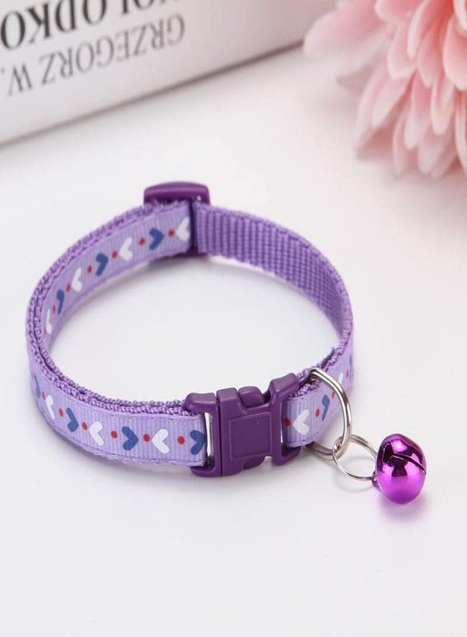 Litvibes Cat Collars Breakaway with Bell & Love Design,Kitten & Small Dogs Soft Adjustable,Safe,Solid & Protection for Cats & Puppies,Cute Kitty Neckband with Love Design - (Purple) - Image 1