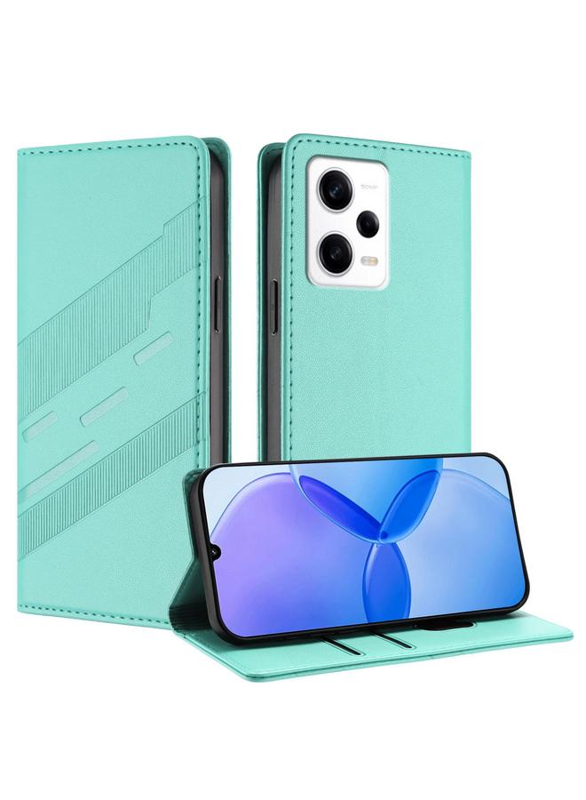 اس-توب جراب لهاتف Redmi Note 12 Pro محفظة جلدية منقوشة متعددة الوظائف بتصميم كلاسيكي - Image 1