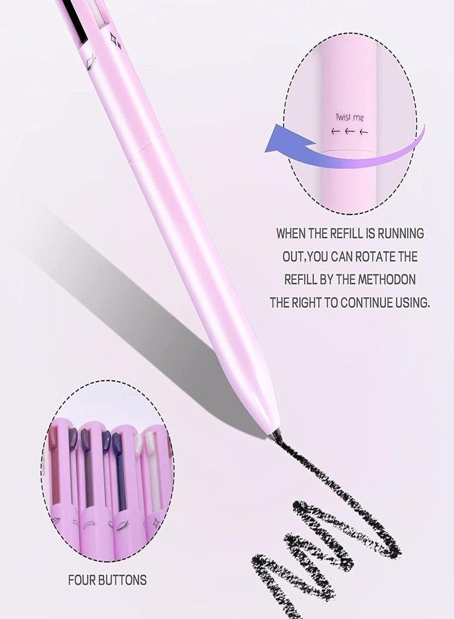 Flair Fusion Matte Beauty 4 In 1 Touch Up Makeup Pen With- Eye Liner, Lip Liner, Highlighter & Eyebrow Pencil, Pink - Image 4