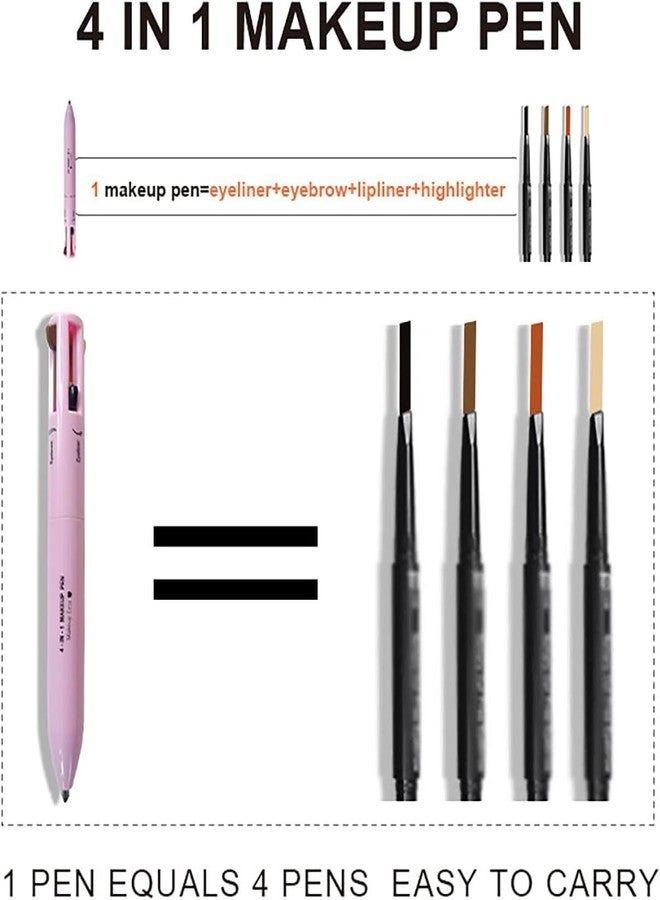 Flair Fusion Matte Beauty 4 In 1 Touch Up Makeup Pen With- Eye Liner, Lip Liner, Highlighter & Eyebrow Pencil, Pink - Image 3